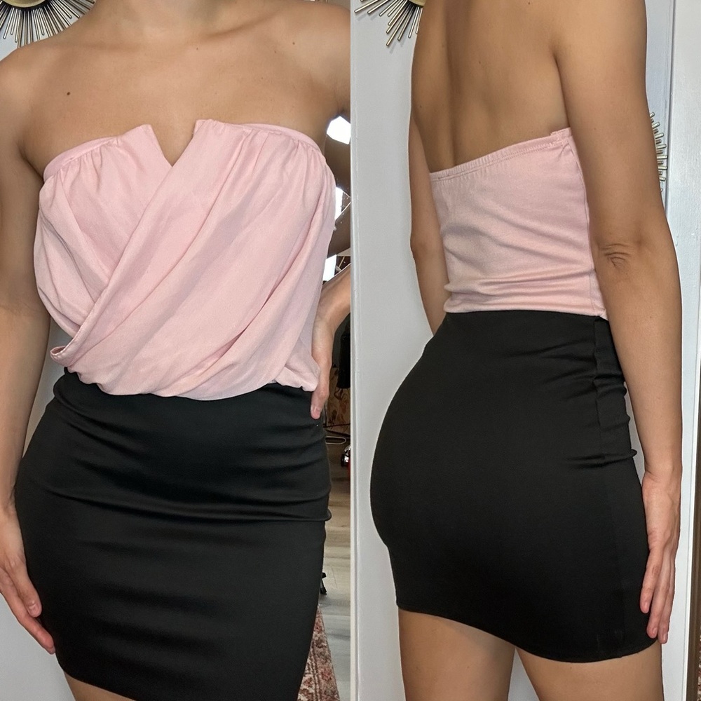 Pink Ruffle and Black Fitted Dress